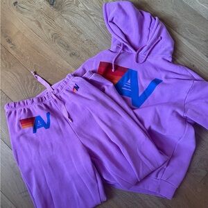 Aviator Nation Lavender Hoodie and sweatpants with Vibrant Logo